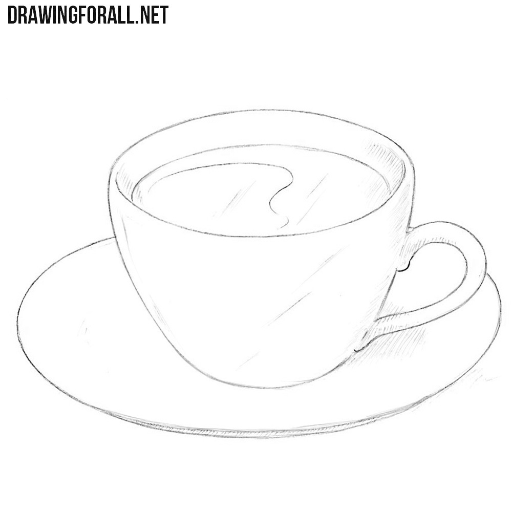 Unique Coffe Cup Sketch Drawing for Kindergarten