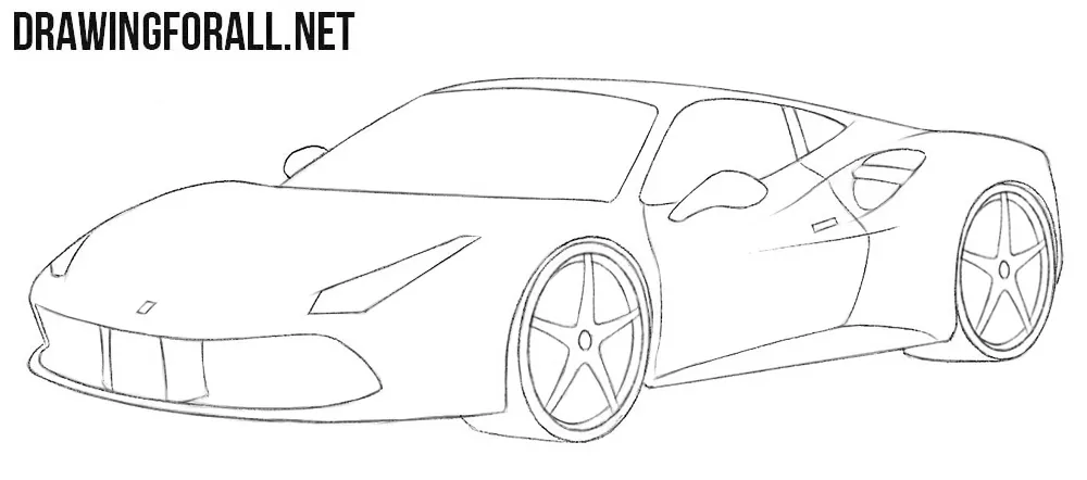 Step by Step How to Draw a Ferrari  DrawingTutorials101com  Car drawing  easy Car drawings Car drawing pencil