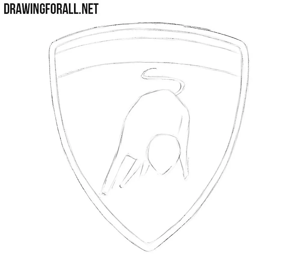 How to draw the Lamborghini logo step by step