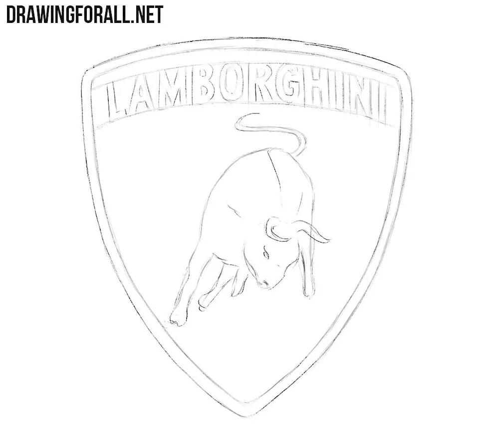 How to draw the car Lamborghini logo