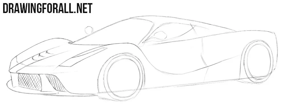 How to draw a Ferrari Laferrari step by step