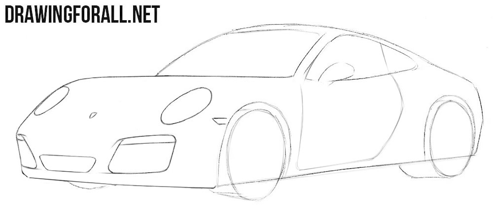 How to draw a Porsche step by step easy