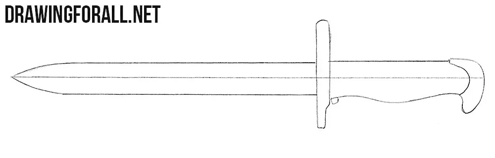 How to draw a bayonet step by step easy