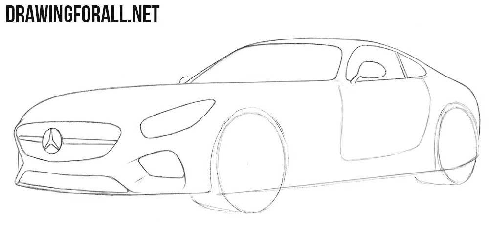 How to draw a Mercedes for beginners step by step