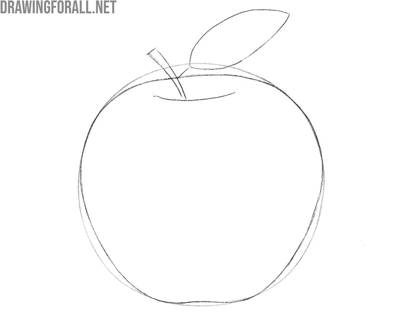 Add a leaf to the apple stem