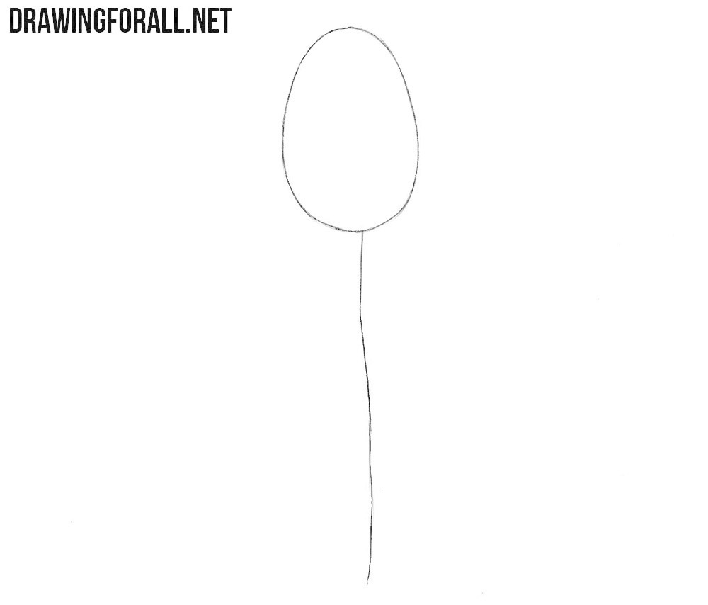 Outline the rosebud and stem