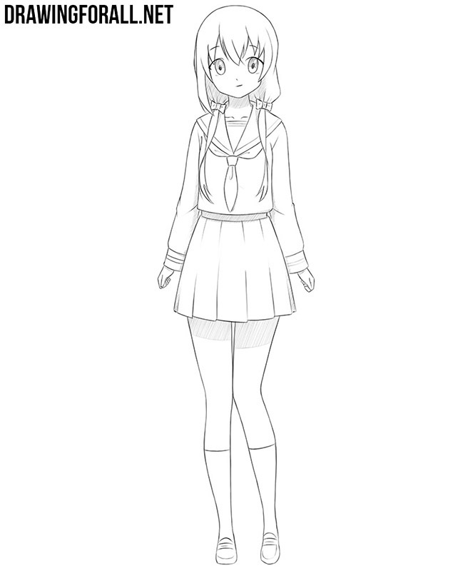 Cute Anime Girl Drawing Easy Step By Step gambar ke 14