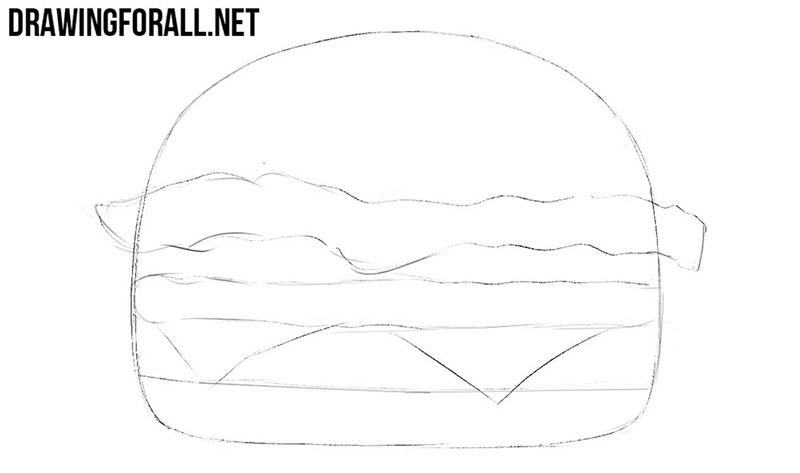 How to draw a burger step by step