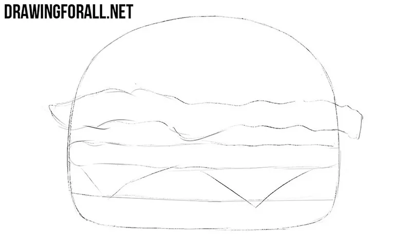 How to draw a burger step by step