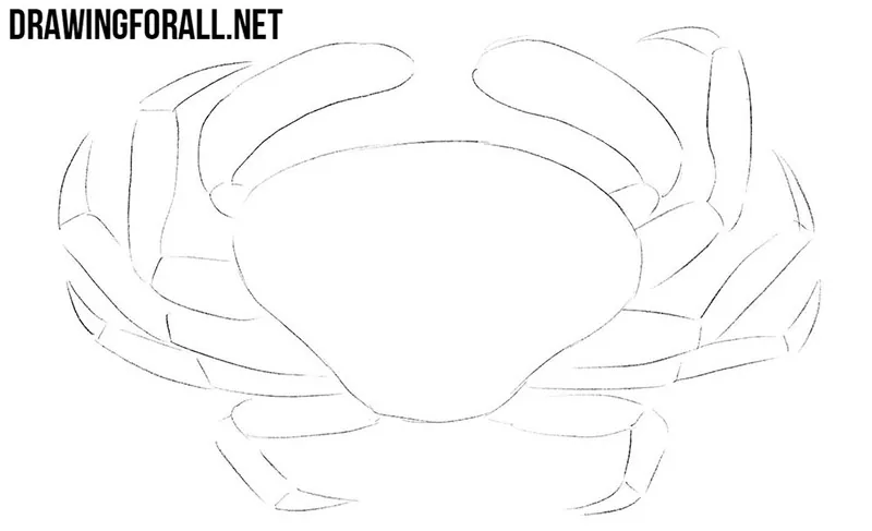 How to draw a crab step by step