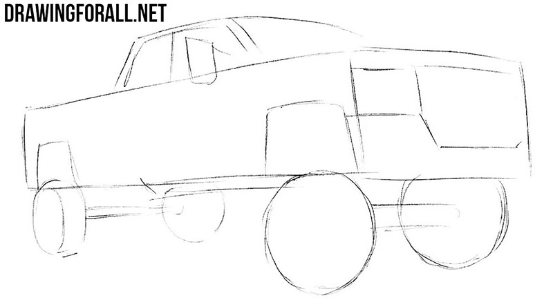 How to draw a pickup car