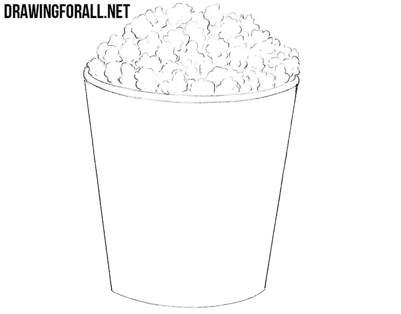 How to draw a popcorn step by step