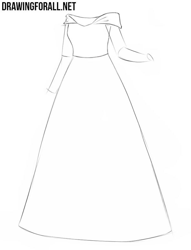 How to draw a princess dress step by step