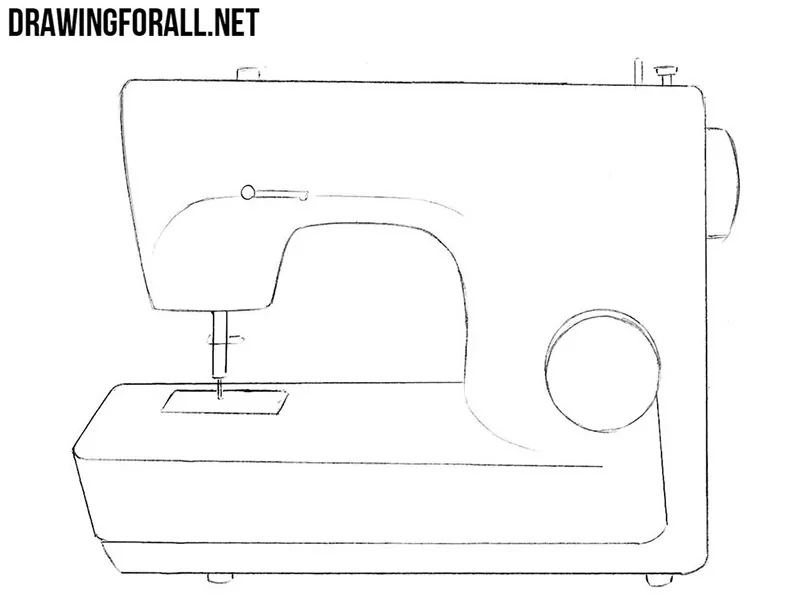 How to draw a sewing machine easy