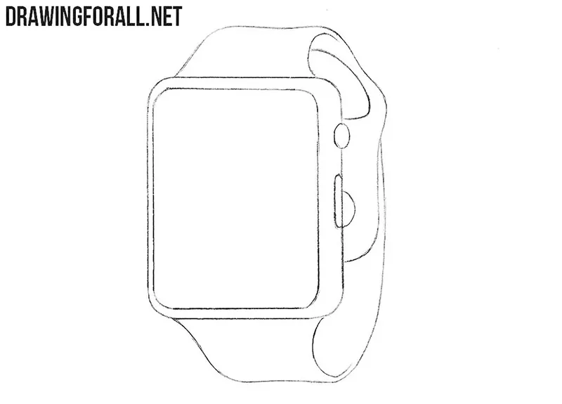 How to draw a smart watch step by step