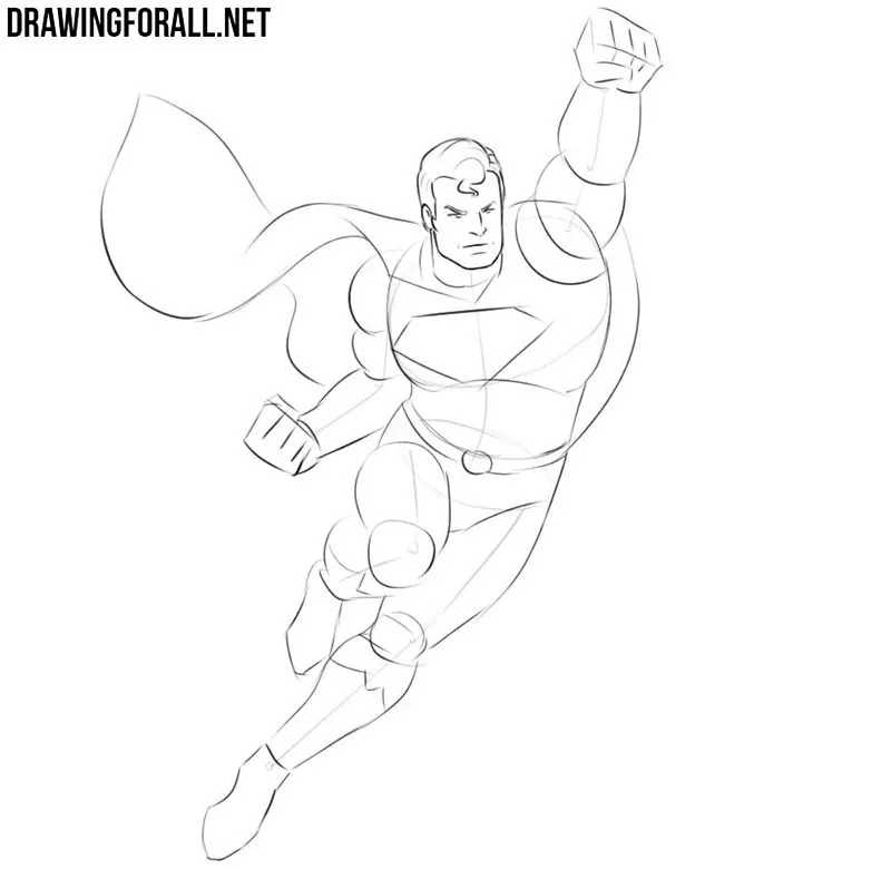 How to draw flying Superman