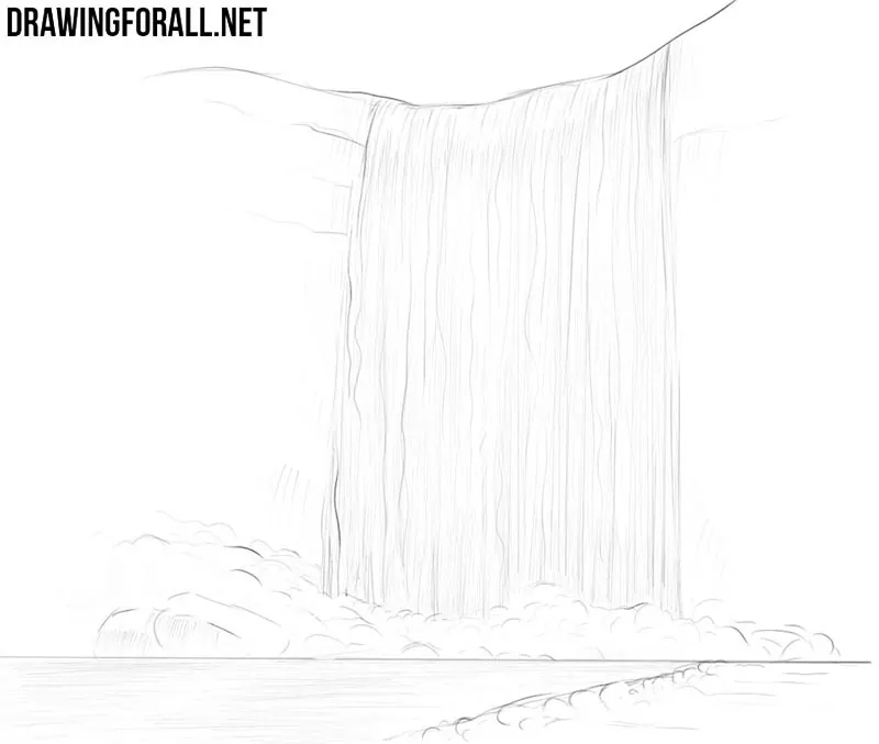 How to draw waterfall scenery drawing step by step / easy drawing pencil -  YouTube
