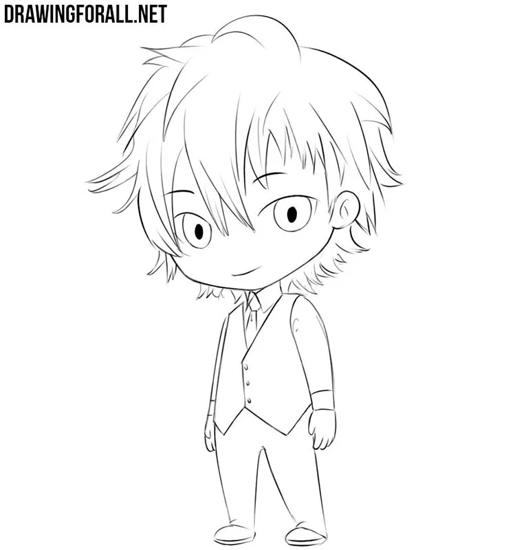 Simple drawing of a chibi anime boy