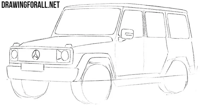 How to draw a SUV step by step