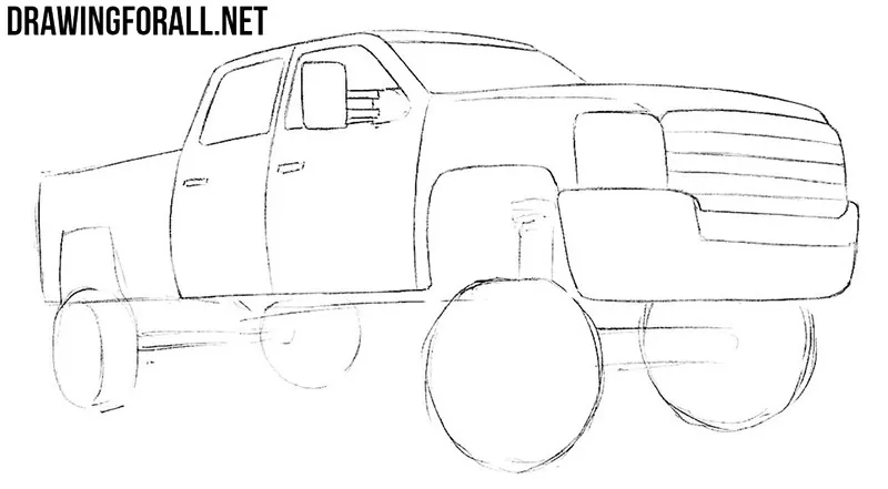How to draw a truck step by step