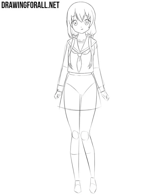 I tried to do full body anime girl need some feedback  rdrawing