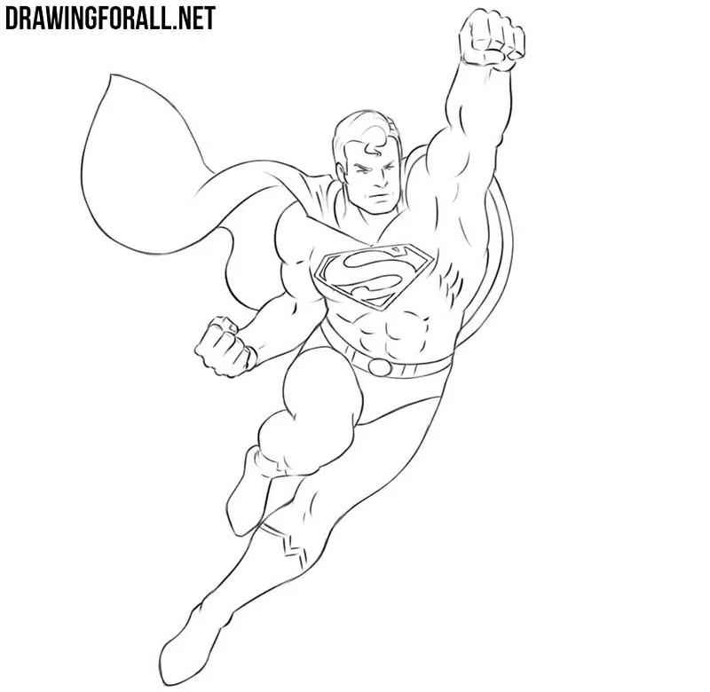 Superman flying drawing