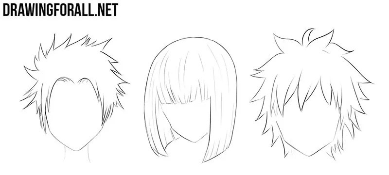 Anime hair drawings