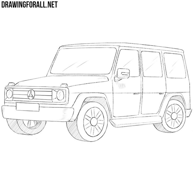 Car SUV drawing outline Stock Photo - Alamy