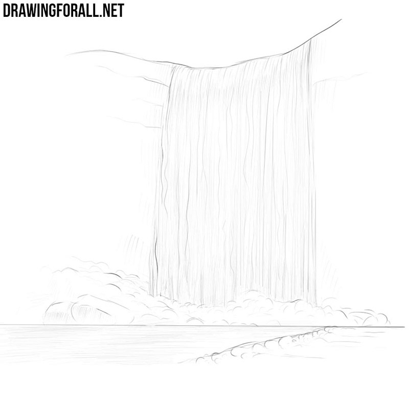 Learn How to Draw a Waterfall Scenery (Waterfalls) Step by Step : Drawing  Tutorials