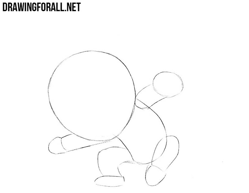 Adding rounded arms and legs to the chibi superhero.