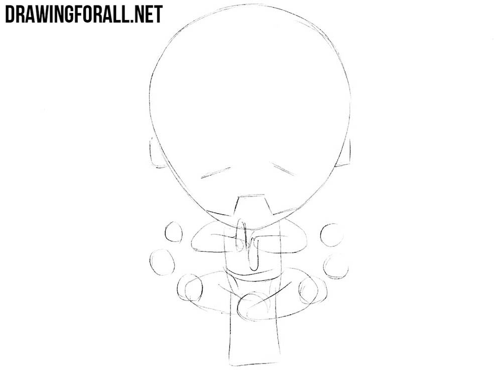 Outlining chibi Zenyatta’s eye openings, hands, and floating orbs