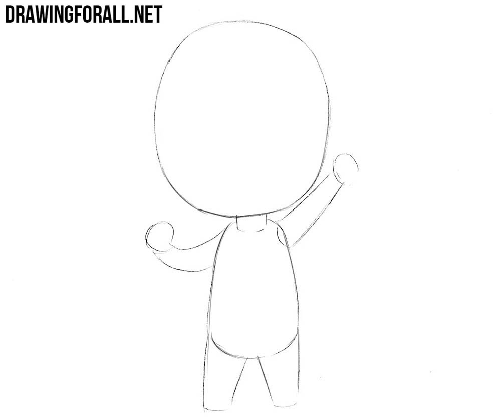 Marking chibi Zeus’s bent limbs in a powerful standing pose