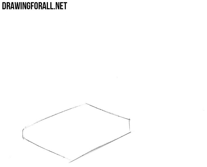Sketching the lawn mower deck as a simple flat rectangular shape.