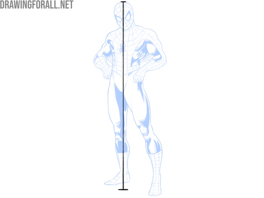 Spider-Man in a standing pose with vertical axis