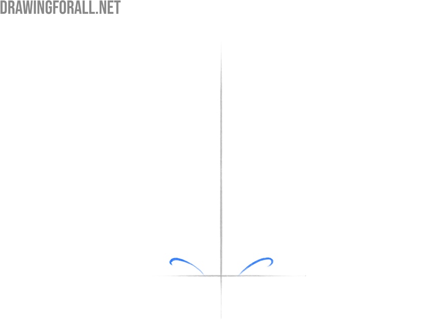 Marking the anime nostrils with two short symmetrical curved lines.