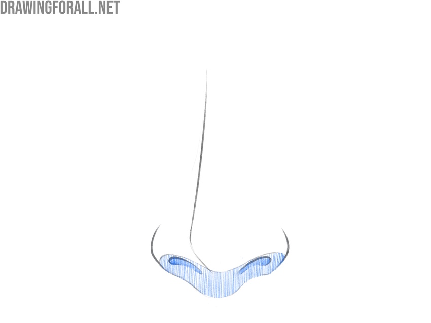 Adding even hatching to the anime nose shadows and nostrils.