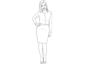 Completes woman drawing with realistic shadows and details.