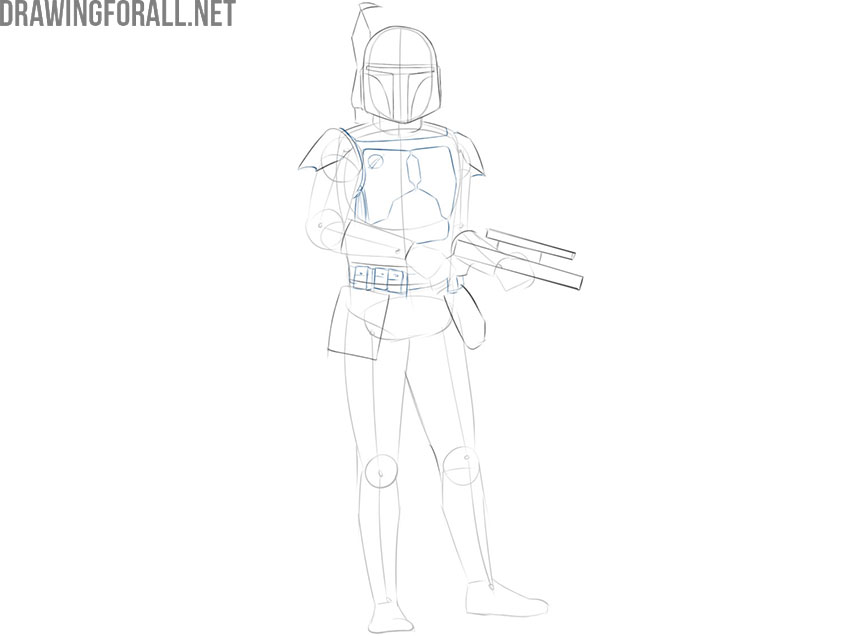 How to draw Boba Fett from star wars step by step