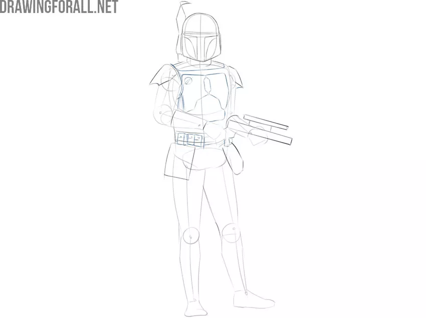 How to draw Boba Fett from star wars step by step