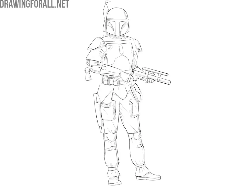 how to draw boba fett step by step