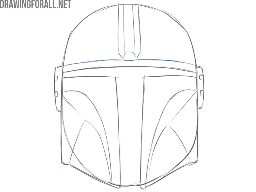 Adding small square side details and a narrow forehead strip.