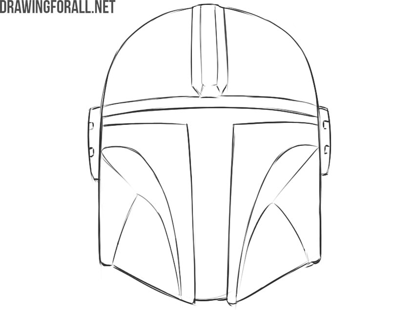 Refining the Mandalorian helmet by removing extra construction lines.