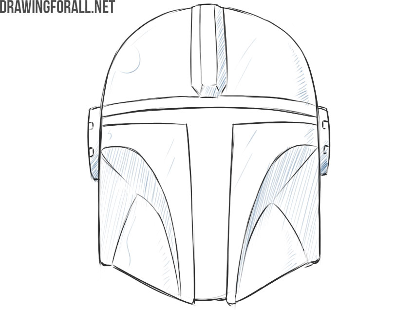 Adding shadows to the Mandalorian helmet.
