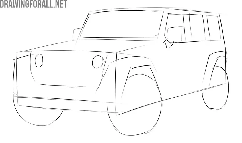 How to draw a jeep for beginners