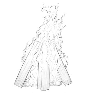 how to draw a campfire
