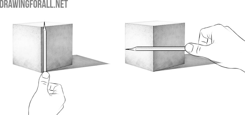 Pencil measurement comparing the height and width of a subject.