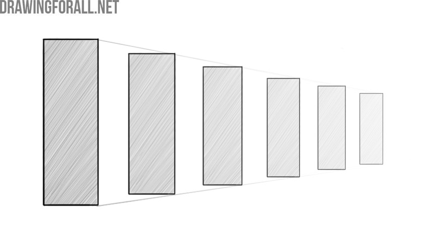 Geometric forms becoming lighter and less distinct with increasing distance.