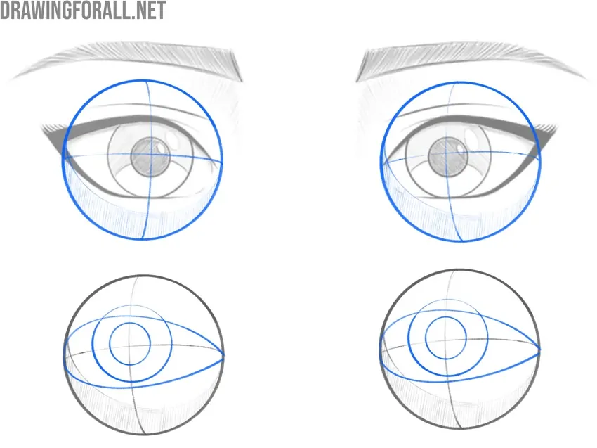 Construction and volume of anime and manga eyes