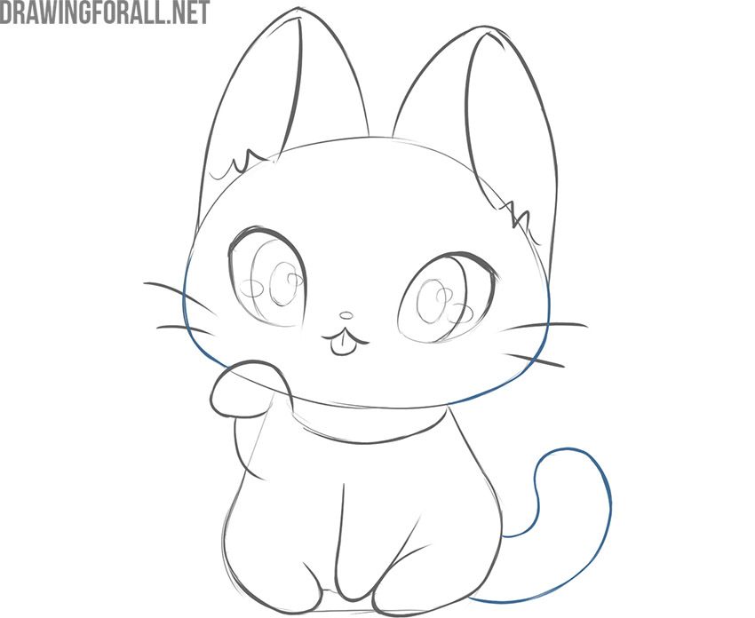 how to draw a kawaii cat easy