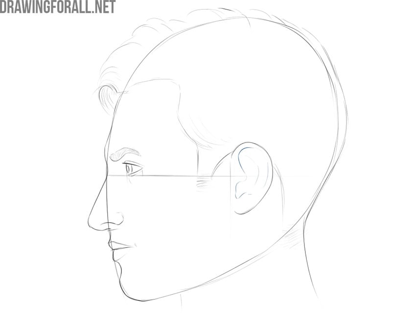 how to draw a realistic face from the side